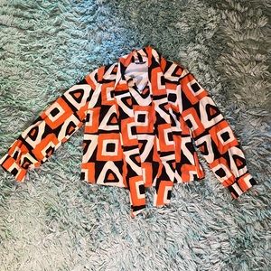 *SOLD* Shein Orange Abstract Long Sleeve Blouse